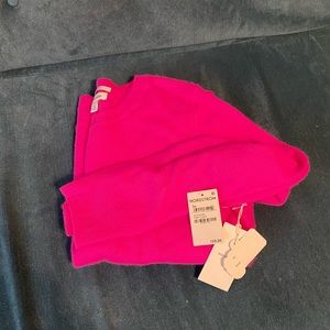 Nordstrom hot pink 100% Cashmere crew neck sweater size Large new with tags